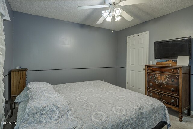 115 Maple Ridge Dr, Jonesborough, TN 37659 - bedroom featuring carpet flooring, a textured ceiling, and ceiling fan