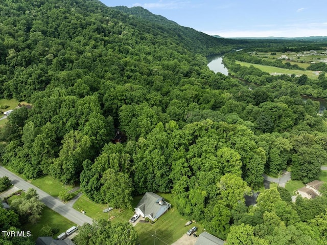 1008 Cox Trail Pl, Kingsport, TN 37660 - aerial view of property and surrounding area with a heavily wooded area and a water and mountain view
