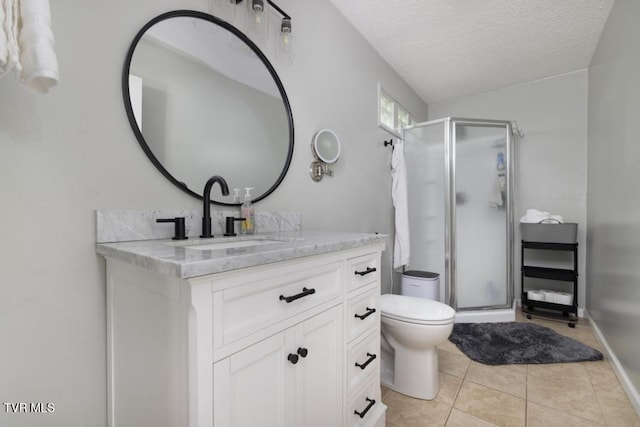 1008 Cox Trail Pl, Kingsport, TN 37660 - full bathroom featuring vanity, a shower stall, a textured ceiling, and tile patterned floors