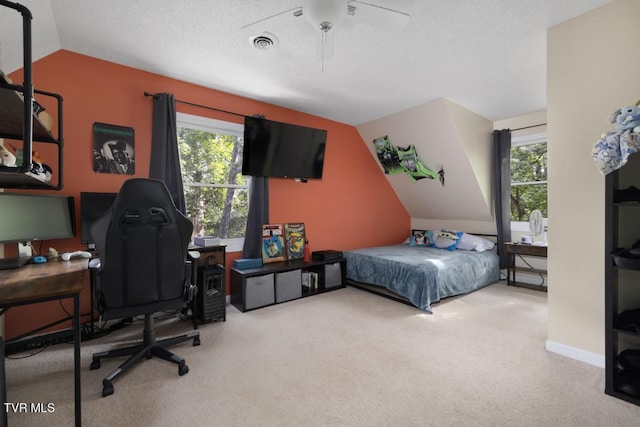 1008 Cox Trail Pl, Kingsport, TN 37660 - bedroom with vaulted ceiling, multiple windows, carpet floors, and an office area