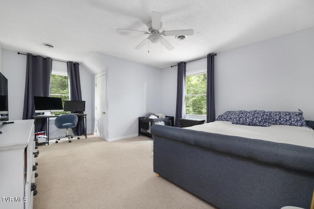 1008 Cox Trail Pl, Kingsport, TN 37660 - bedroom featuring multiple windows, light carpet, a desk, and a ceiling fan
