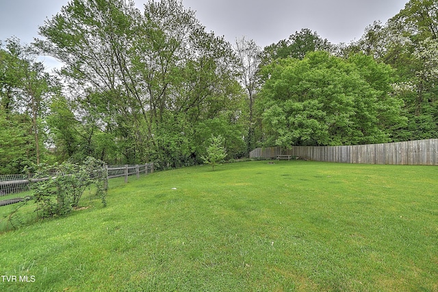 view of yard featuring a fenced backyard