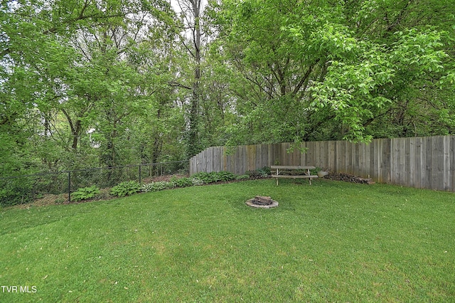 view of yard featuring a fenced backyard