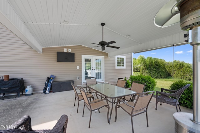 105 Dewey Ct, Bristol, VA 24201 - view of patio with french doors, outdoor dining space, ceiling fan, and area for grilling
