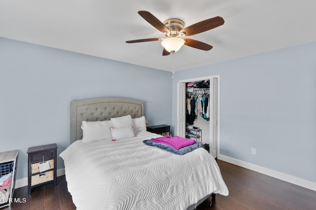105 Dewey Ct, Bristol, VA 24201 - bedroom featuring baseboards, a ceiling fan, a closet, and wood finished floors