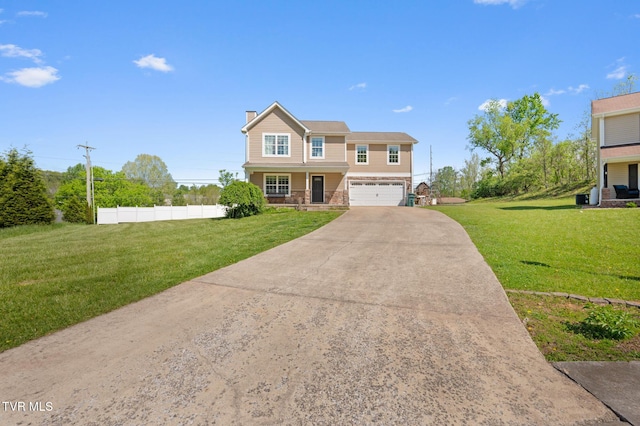 105 Dewey Ct, Bristol, VA 24201 - view of front of home featuring a garage, fence, driveway, and a front lawn