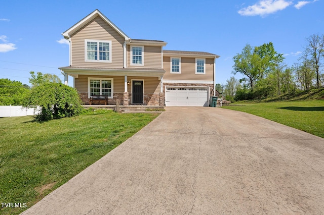 105 Dewey Ct, Bristol, VA 24201 - craftsman inspired home with an attached garage, a front lawn, a porch, and driveway