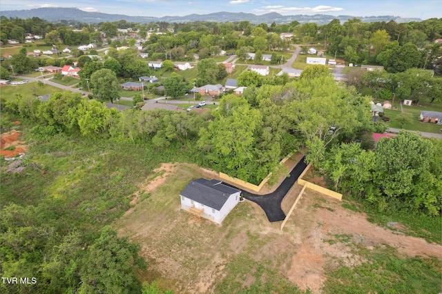 birds eye view of property featuring a mountain view