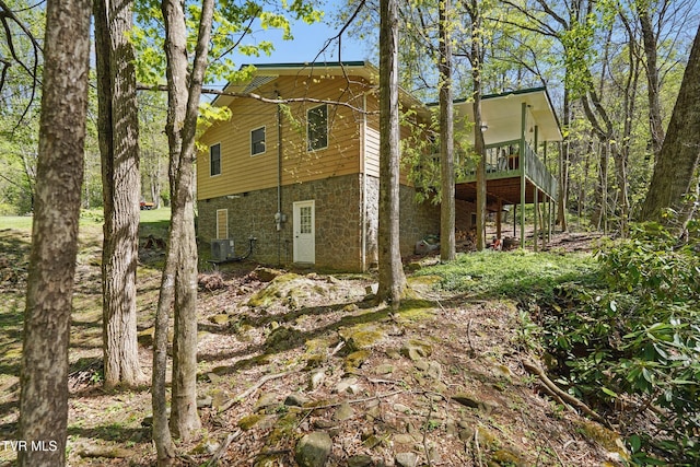 368 Burbank Rd, Roan Mountain, TN 37687 - exterior space with central AC unit and a deck