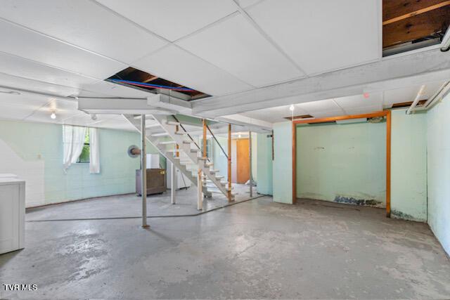 below grade area featuring stairs