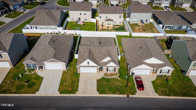 bird's eye view with a residential view