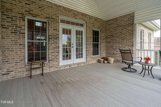 wooden terrace with french doors