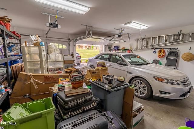 garage with a garage door opener