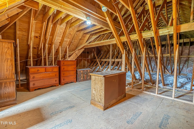 view of unfinished attic