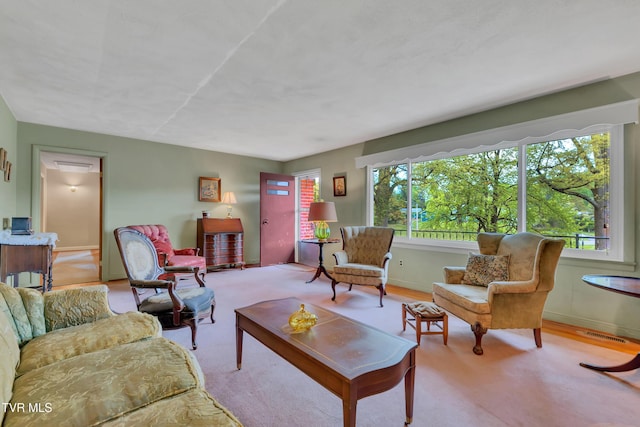living area featuring visible vents