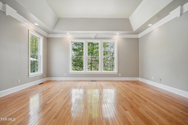 500 NW Ridge Ave, Norton, VA 24273 - unfurnished room featuring light wood-style floors, a raised ceiling, baseboards, and crown molding