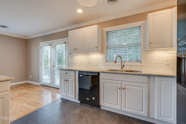 241 Stone Edge Cir, Kingsport, TN 37660 - kitchen featuring white cabinets, ornamental molding, a sink, and dishwasher