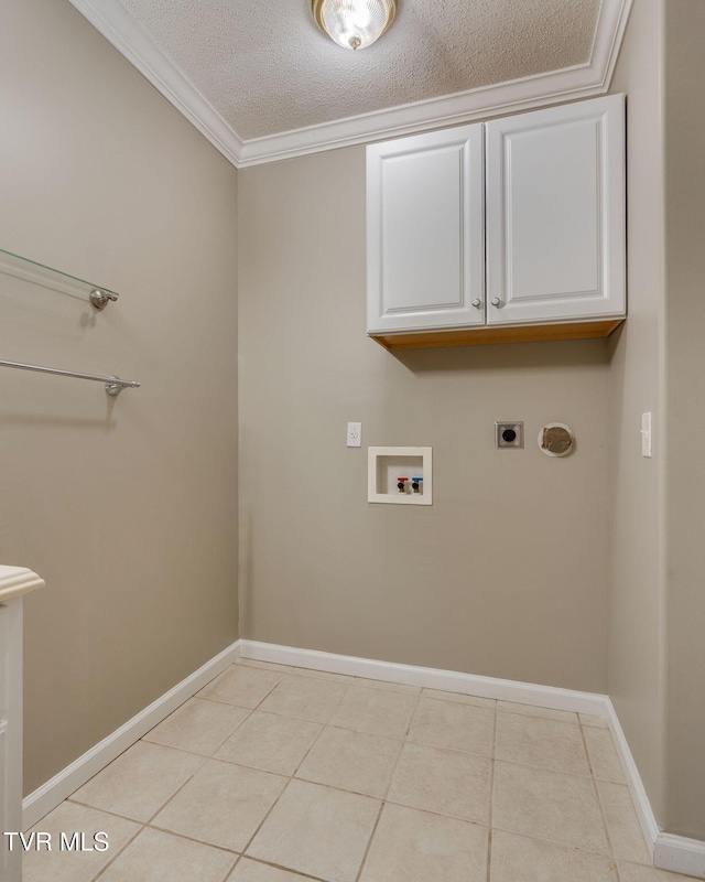 241 Stone Edge Cir, Kingsport, TN 37660 - laundry room featuring ornamental molding, baseboards, hookup for a washing machine, a textured ceiling, and electric dryer hookup