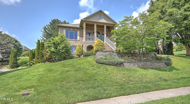 2304 Granite Dr, Johnson City, TN 37604 - greek revival inspired property featuring stairway, brick siding, and a front lawn