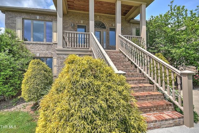 2304 Granite Dr, Johnson City, TN 37604 - entrance to property featuring covered porch and brick siding