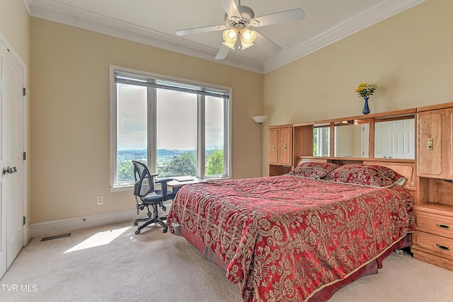 2304 Granite Dr, Johnson City, TN 37604 - bedroom with visible vents, crown molding, baseboards, and carpet floors
