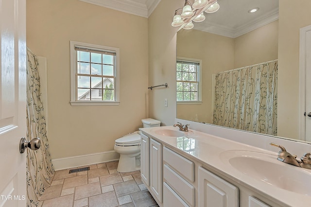 2304 Granite Dr, Johnson City, TN 37604 - bathroom featuring baseboards, a sink, visible vents, and toilet