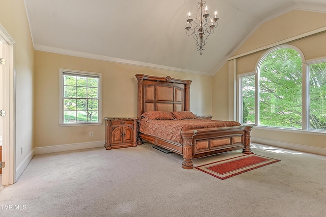 2304 Granite Dr, Johnson City, TN 37604 - bedroom with baseboards, carpet, crown molding, and lofted ceiling