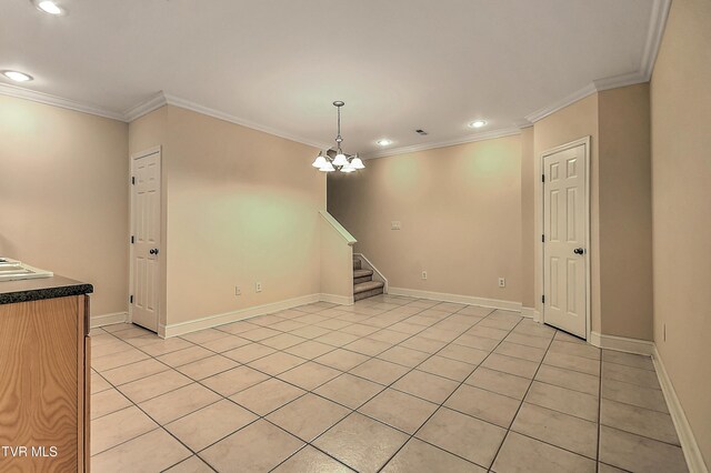 2304 Granite Dr, Johnson City, TN 37604 - unfurnished room with recessed lighting, ornamental molding, baseboards, and stairway
