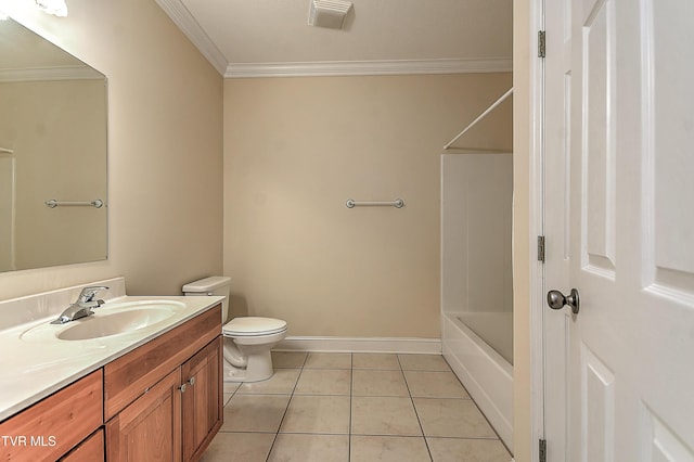2304 Granite Dr, Johnson City, TN 37604 - bathroom featuring visible vents, tile patterned floors, vanity, toilet, and ornamental molding