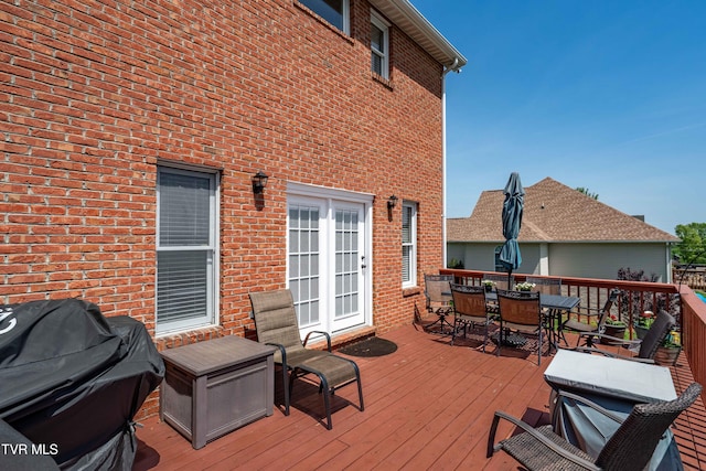 436 Headtown Rd, Jonesborough, TN 37659 - wooden terrace featuring outdoor dining area, french doors, and area for grilling