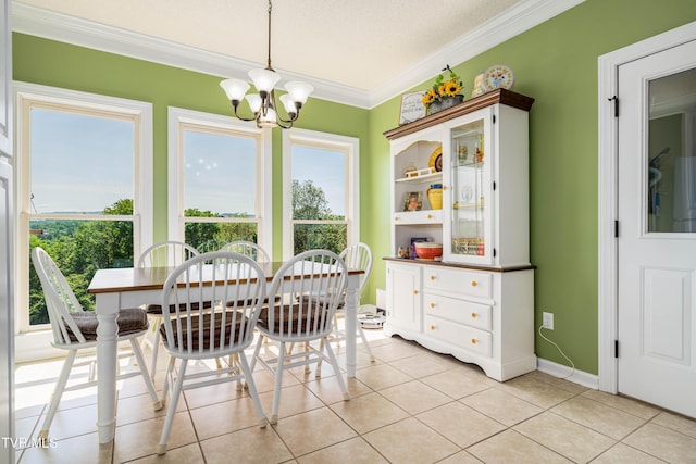 436 Headtown Rd, Jonesborough, TN 37659 - dining area featuring an inviting chandelier, light tile patterned floors, ornamental molding, and baseboards
