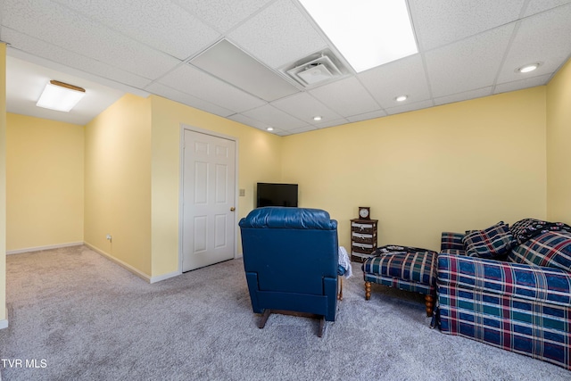 436 Headtown Rd, Jonesborough, TN 37659 - sitting room featuring carpet floors, a paneled ceiling, recessed lighting, baseboards, and visible vents