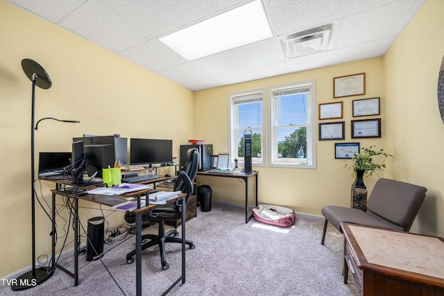 436 Headtown Rd, Jonesborough, TN 37659 - carpeted office space with visible vents, a paneled ceiling, and baseboards