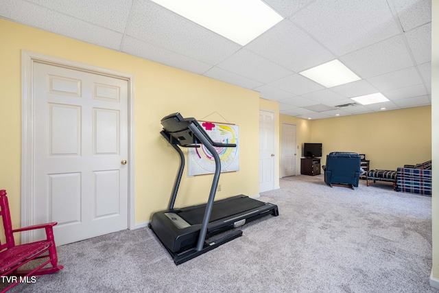 436 Headtown Rd, Jonesborough, TN 37659 - workout area with carpet floors and a paneled ceiling