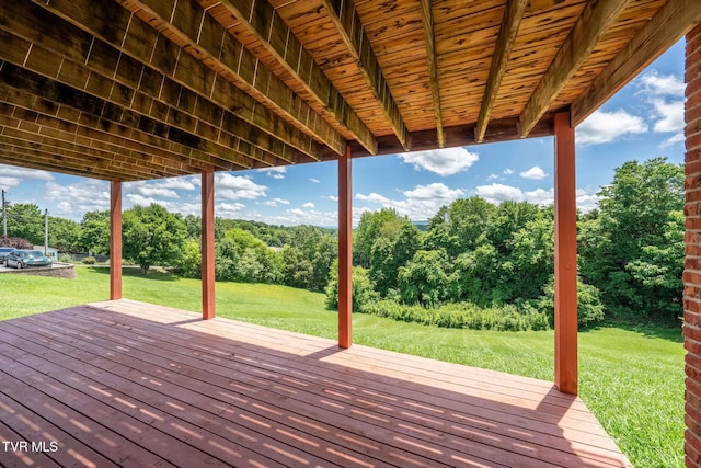 436 Headtown Rd, Jonesborough, TN 37659 - wooden deck with a lawn and view of wooded area