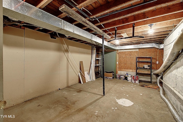 view of unfinished basement