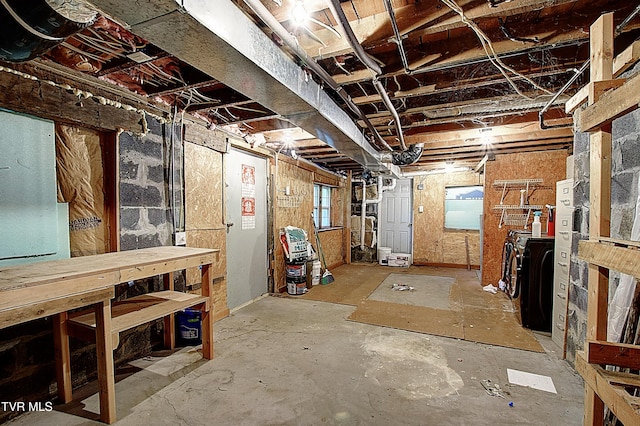 basement with independent washer and dryer