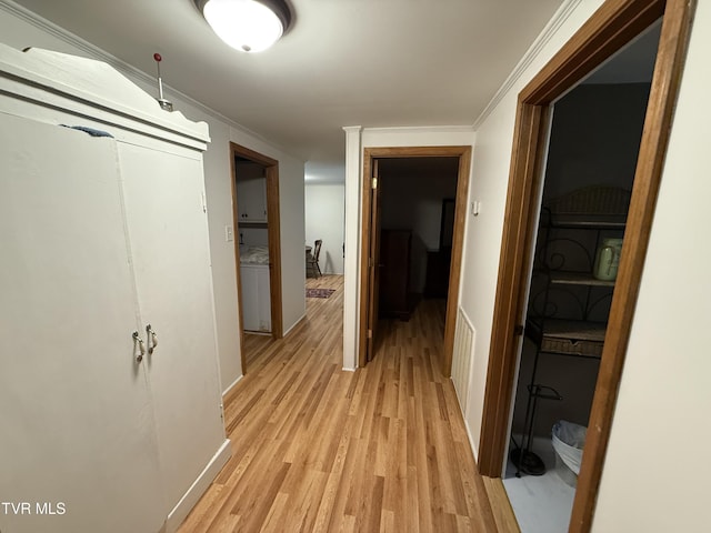 125 Babb Rd, Elizabethton, TN 37643 - corridor featuring baseboards, light wood finished floors, and crown molding