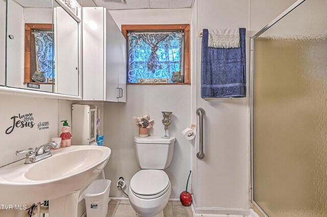 3851 Helen Henderson Hwy, Davenport, VA 24239 - bathroom featuring tile patterned flooring, a sink, a stall shower, and toilet