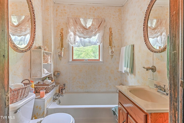 3851 Helen Henderson Hwy, Davenport, VA 24239 - full bathroom featuring vanity, a washtub, toilet, and wallpapered walls