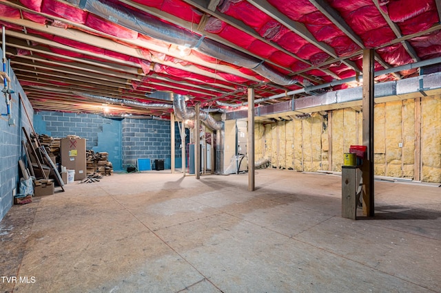 view of unfinished basement