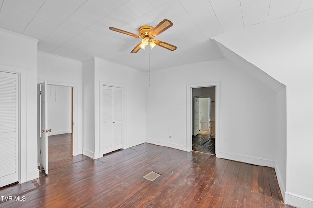 243 NW Mason Pl, Abingdon, VA 24210 - bonus room with baseboards, wood-type flooring, a ceiling fan, and visible vents