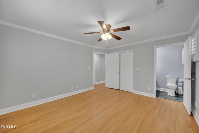 3749 Hemlock Park Cir, Kingsport, TN 37663 - unfurnished bedroom featuring visible vents, ornamental molding, light wood-style floors, and baseboards