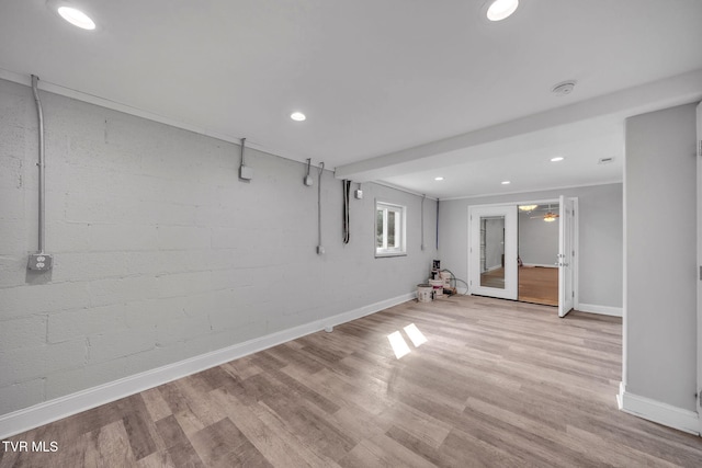 3749 Hemlock Park Cir, Kingsport, TN 37663 - basement featuring recessed lighting, baseboards, and wood finished floors