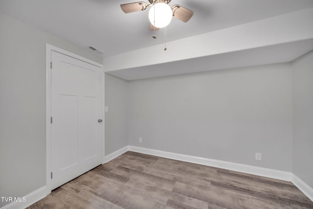 3749 Hemlock Park Cir, Kingsport, TN 37663 - unfurnished bedroom featuring ceiling fan, baseboards, visible vents, and wood finished floors