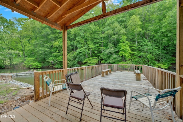 3749 Hemlock Park Cir, Kingsport, TN 37663 - wooden deck with a water view and a wooded view