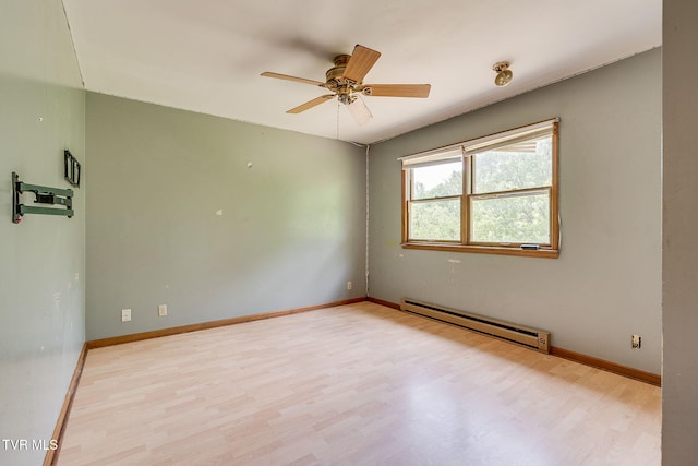 357 Webb Rd, Piney Flats, TN 37686 - empty room with baseboards, ceiling fan, baseboard heating, and light wood-style flooring