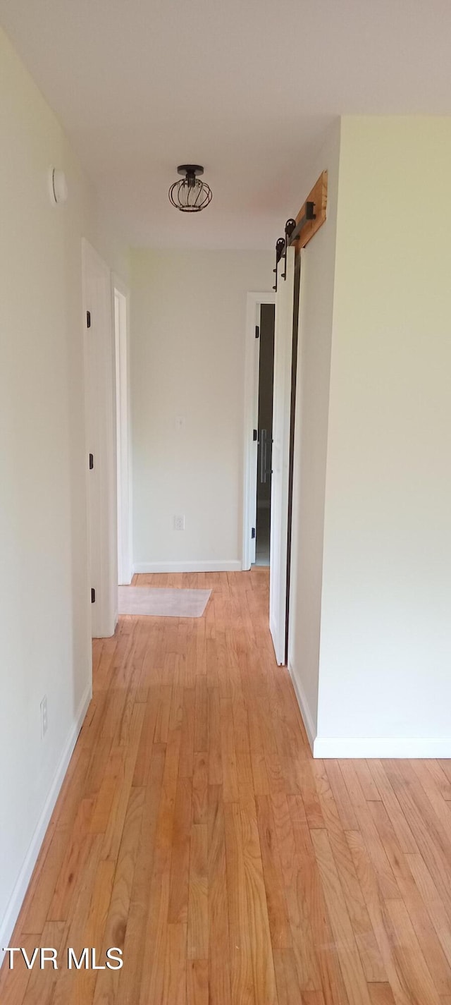 2160 Whirlwind Rd, Greeneville, TN 37743 - corridor with a barn door, light wood-type flooring, and baseboards