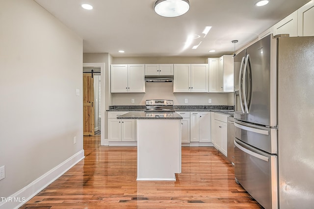 350 Texas Ave, Bristol, VA 24201 - kitchen featuring exhaust hood, recessed lighting, appliances with stainless steel finishes, and a kitchen island