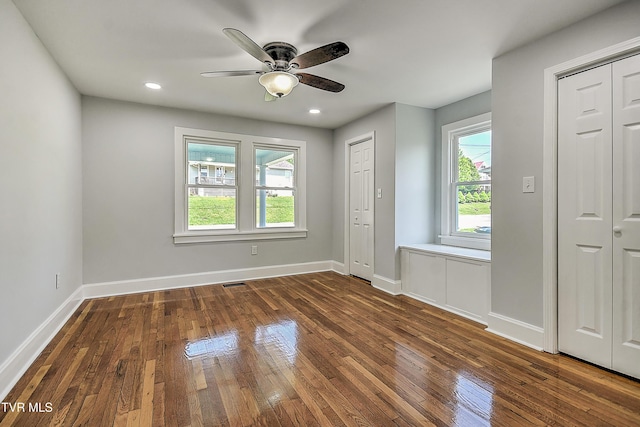 350 Texas Ave, Bristol, VA 24201 - spare room with recessed lighting, baseboards, ceiling fan, and hardwood / wood-style flooring